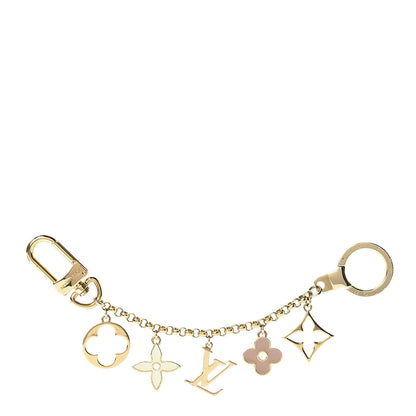 Louis Vuitton Brass Enamel Fleur De Monogram Bag Charm Chain Gold 1 of 5