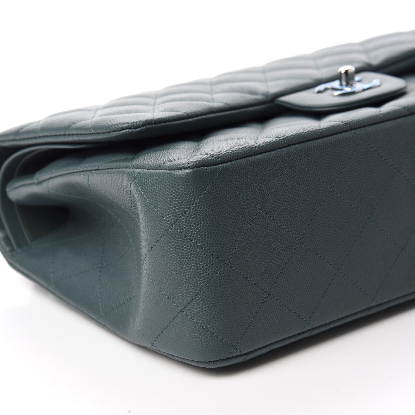 Caviar Quilted Jumbo Double Flap Dark Turquoise