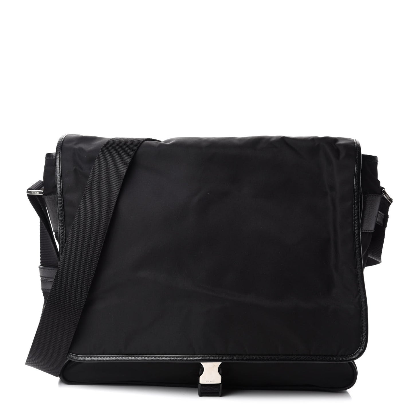Tessuto Nylon Saffiano Messenger Bag Black