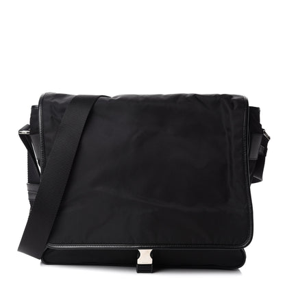 Prada Tessuto Nylon Saffiano Messenger Bag Black 1 of 9