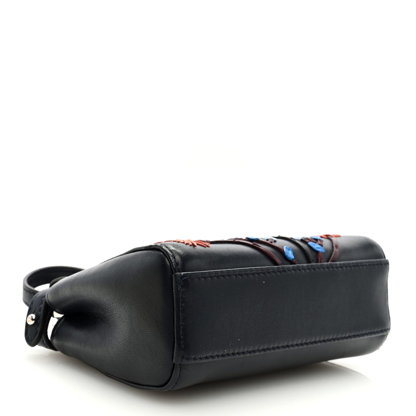 Shiny Nappa Botanic Garden Embroidered Micro Peekaboo Iconic Satchel Ocean Arancio