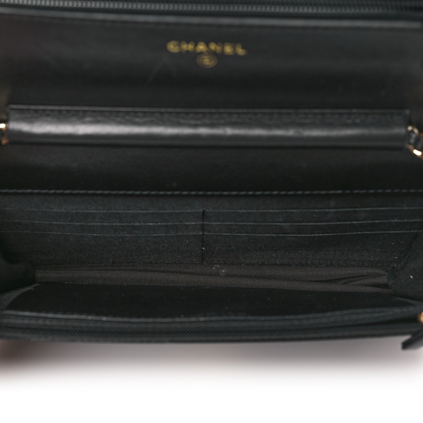 Lambskin Quilted Chain Around Wallet On Chain WOC Black