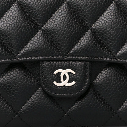 Chanel Caviar Quilted Large Gusset Flap Wallet Black 9 of 11