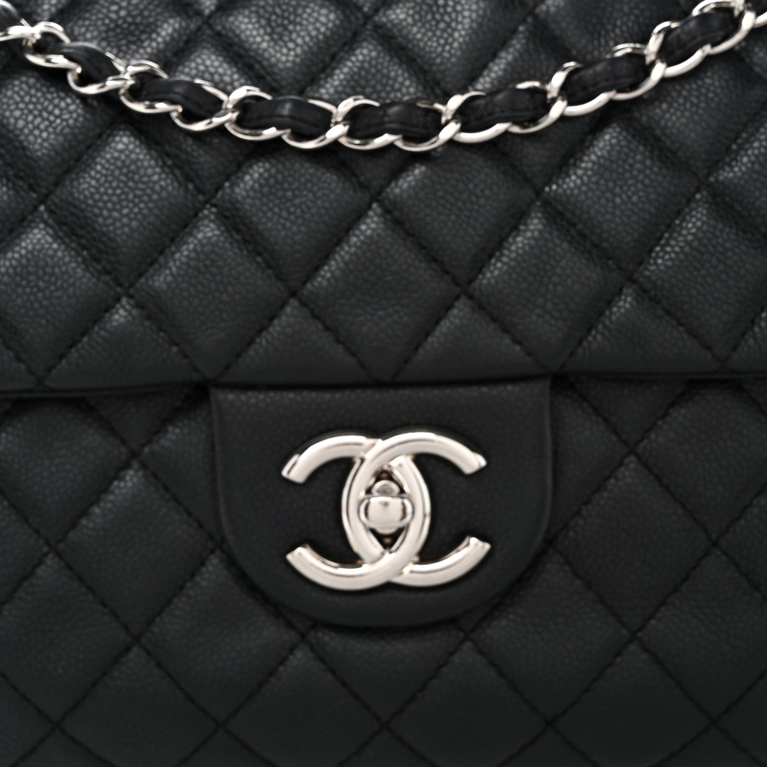 Chanel Washed Caviar Quilted Maxi Single Flap Black 7 of 10