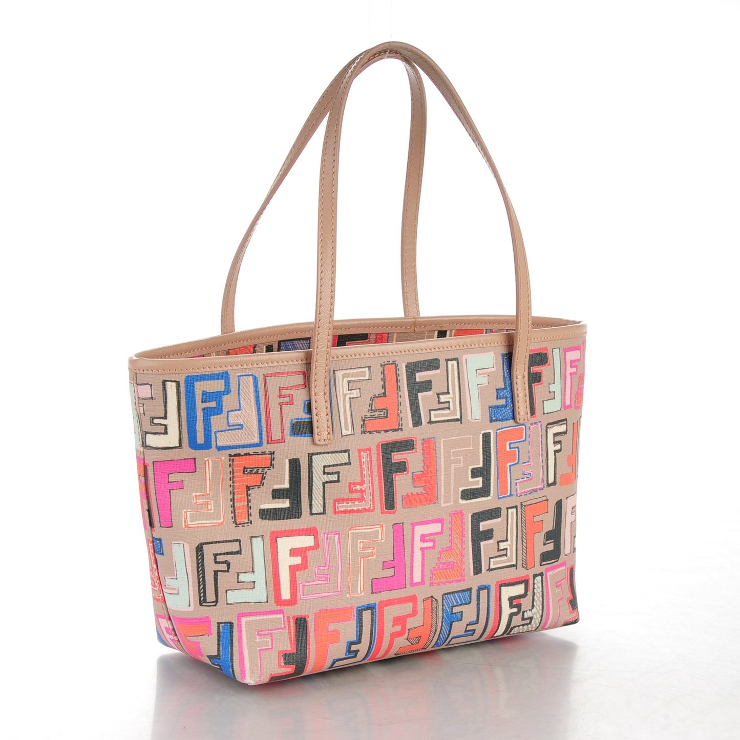 Zucca Spalmati Vitello FF Multicolor Mini Roll Tote Beige Multicolor Cipria