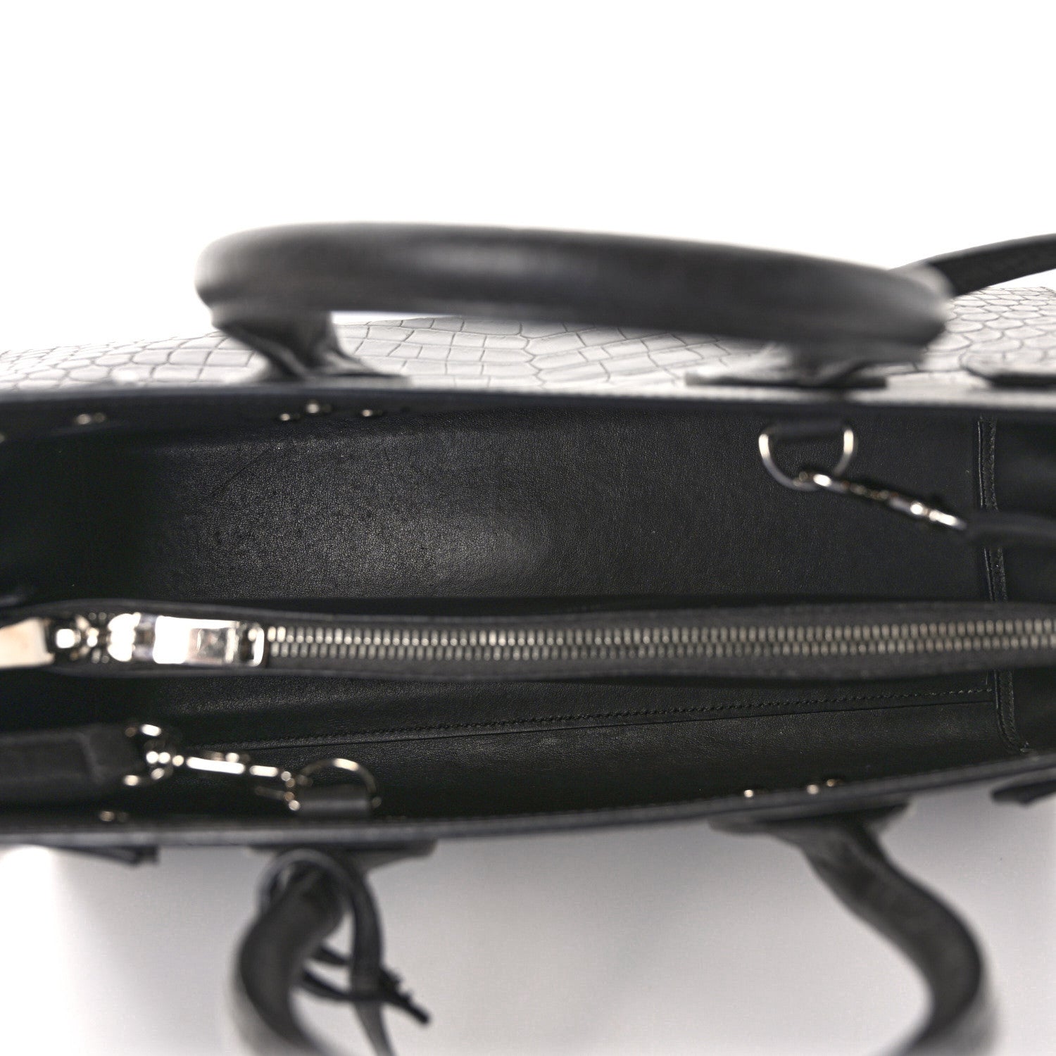 Saint Laurent Calfskin Crocodile Embossed Small Sac de Jour Fog 5 of 8