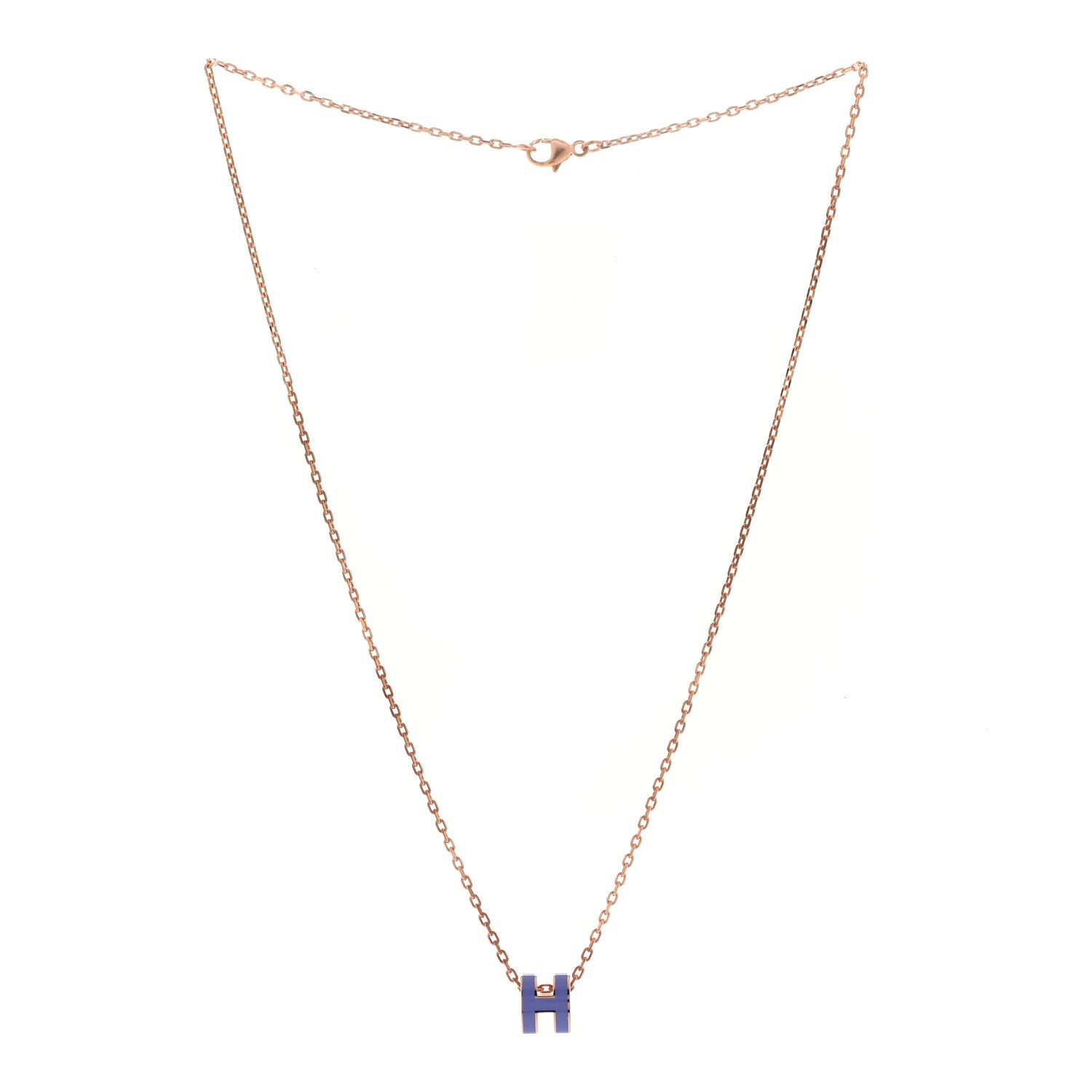 Hermes Lacquered Rose Gold Pop H Pendant Necklace Lilac 3 of 7
