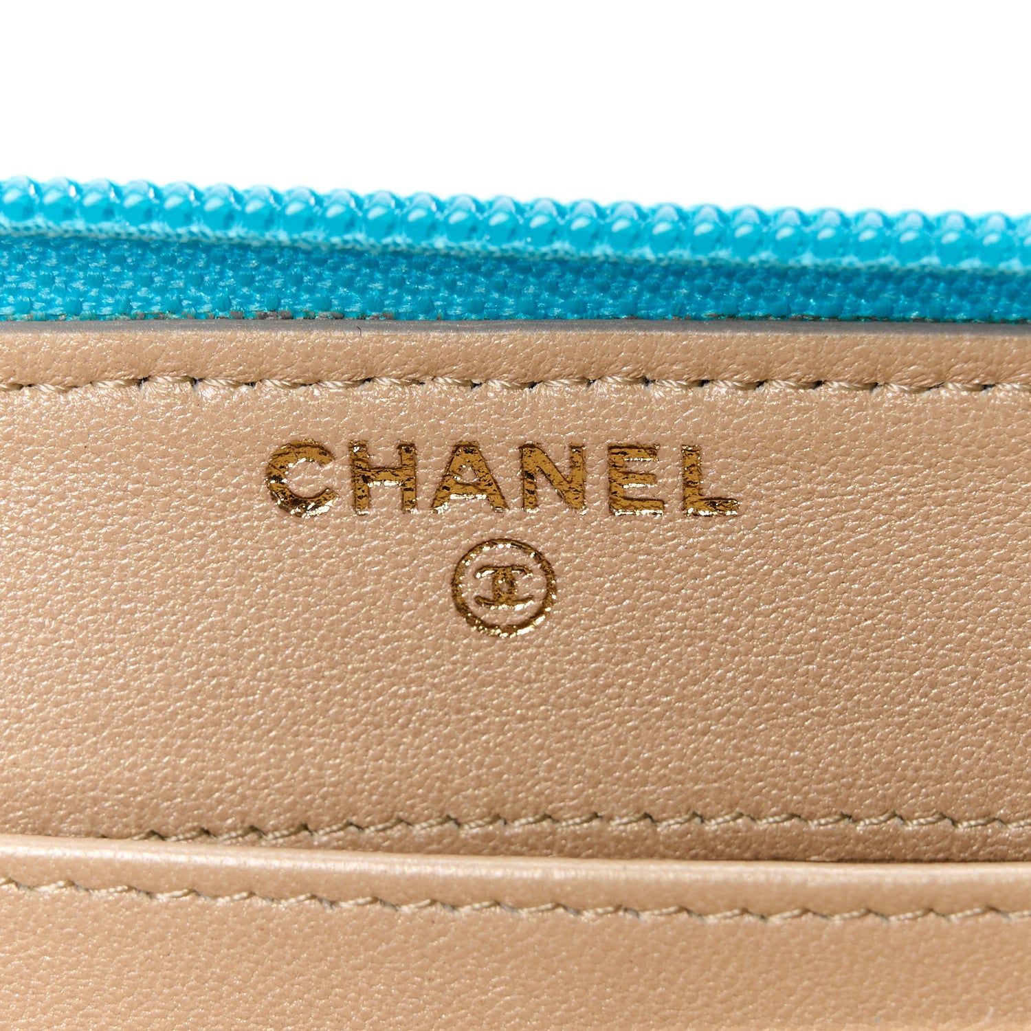 Chanel Lambskin Camellia Embossed Large Gusset Zip Around Wallet Turquoise 6 of 12