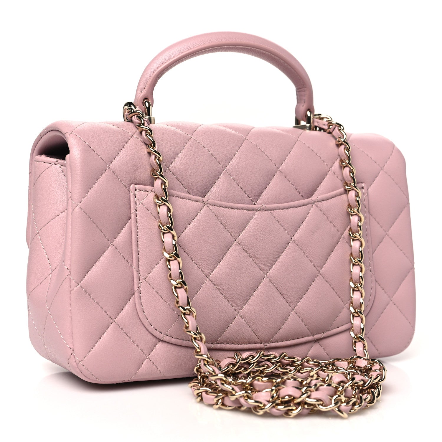 Chanel Lambskin Quilted Mini Top Handle Rectangular Flap Light Pink 3 of 11