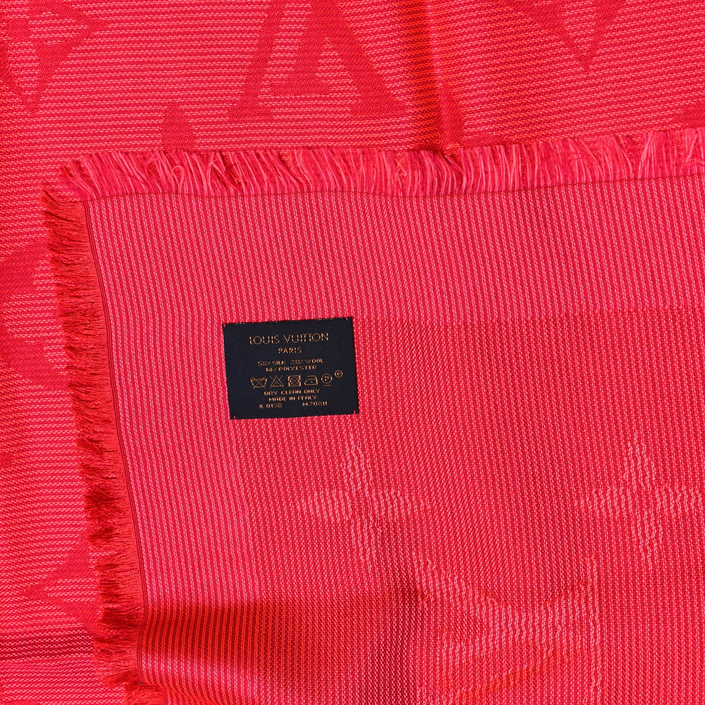 Silk Wool Monogram Shawl Pomme D'Amour