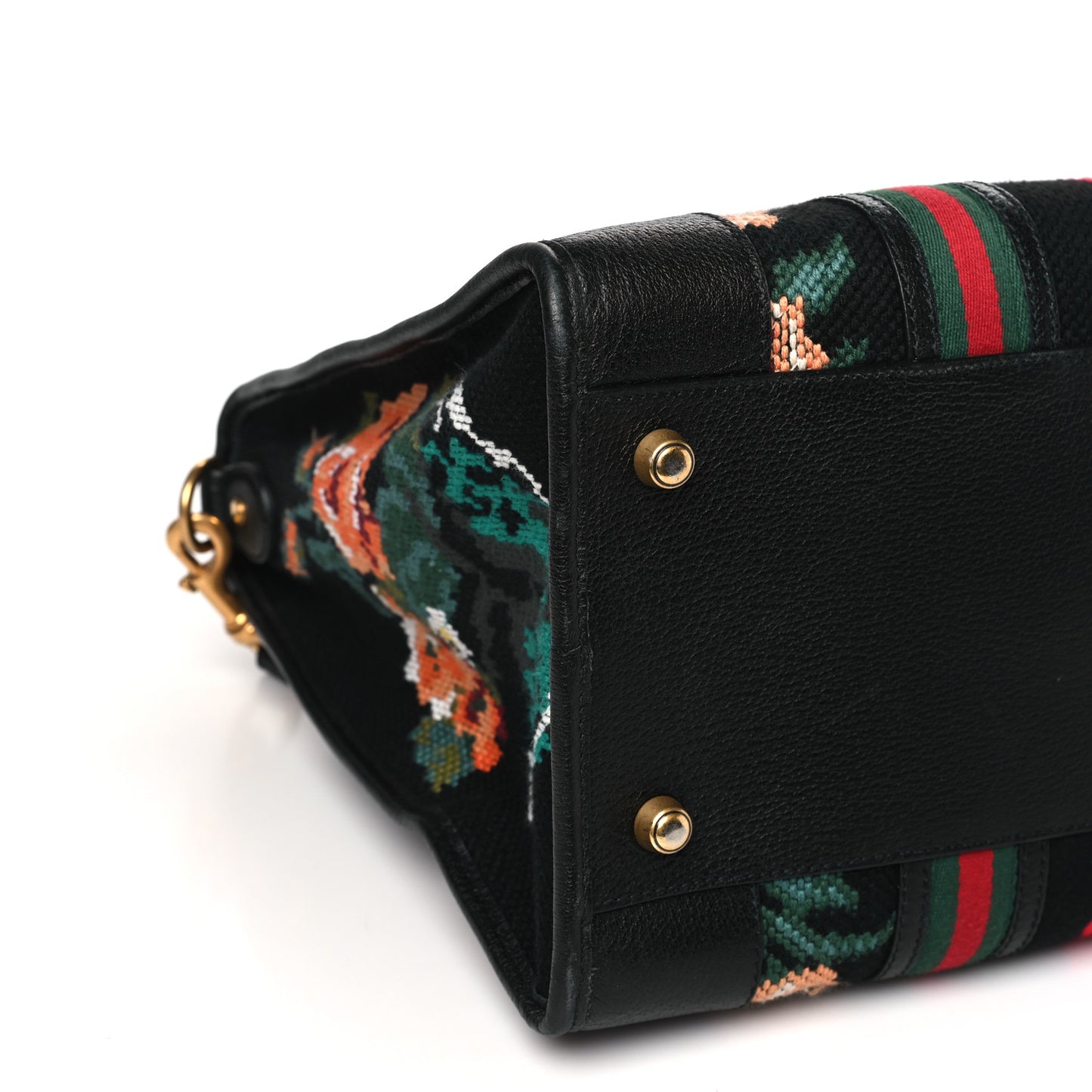 Needlepoint Calfskin Kingsnake Web Large Duffle Bag Black Multicolor