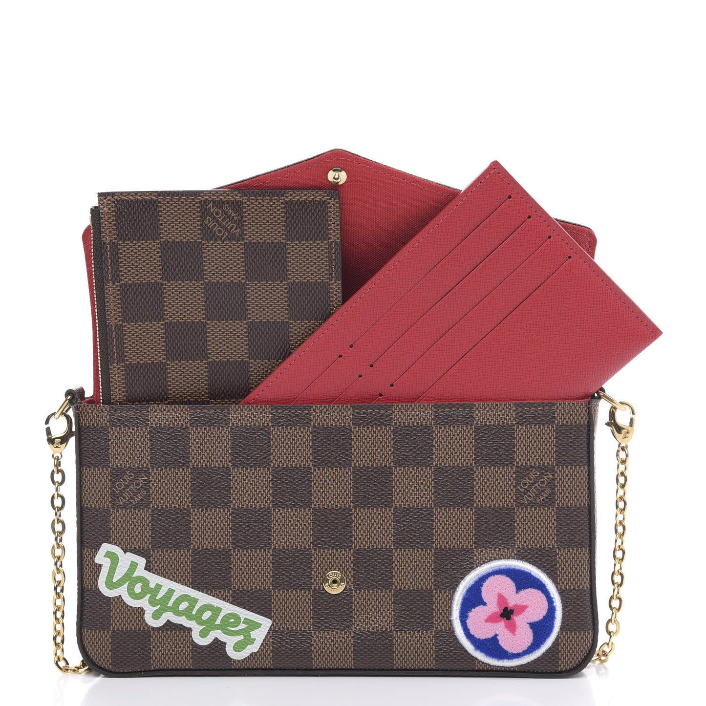 Damier Ebene LV Stories Pochette Felicie Chain Wallet
