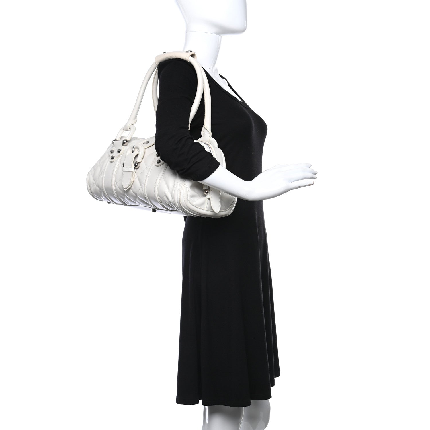 Burberry Calfskin Quilted Manor Satchel White 3 of 8