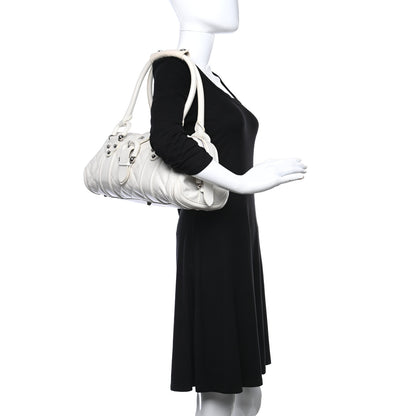 Burberry Calfskin Quilted Manor Satchel White 3 of 8