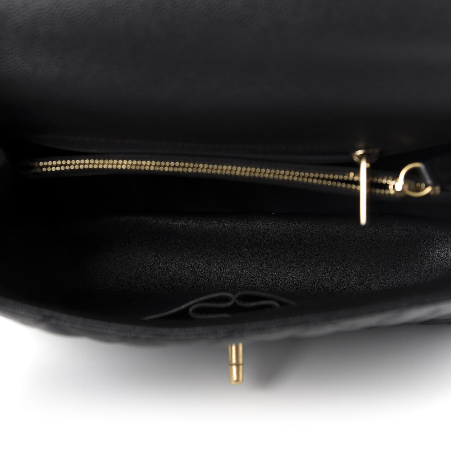 Caviar Lizard Embossed Quilted Small Coco Handle Flap Black