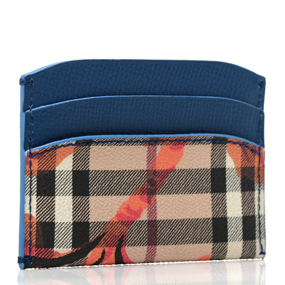 Burberry Calfskin Horseferry Check Floral Print Izzy Card Case Blue 2 of 3
