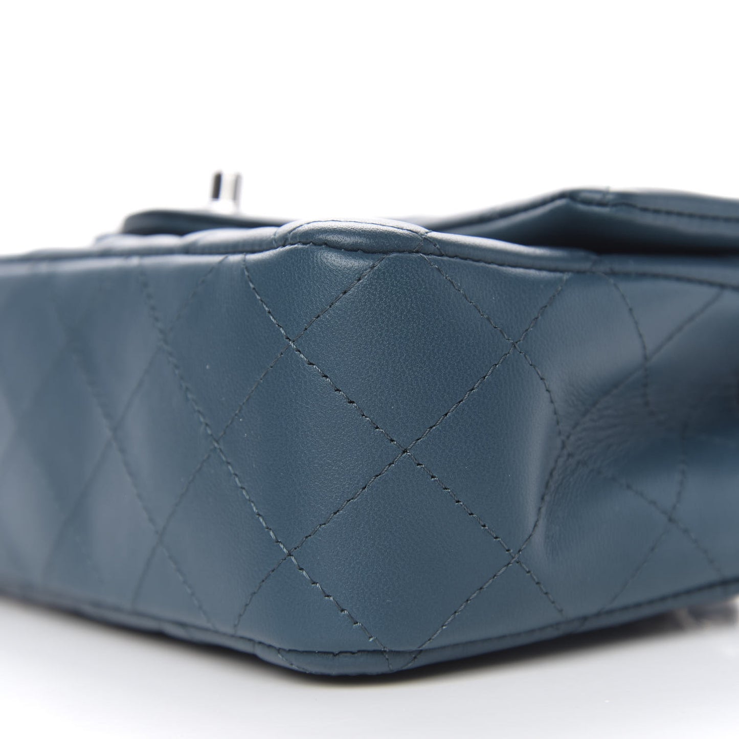 Lambskin Quilted Mini Rectangular Flap Dark Blue