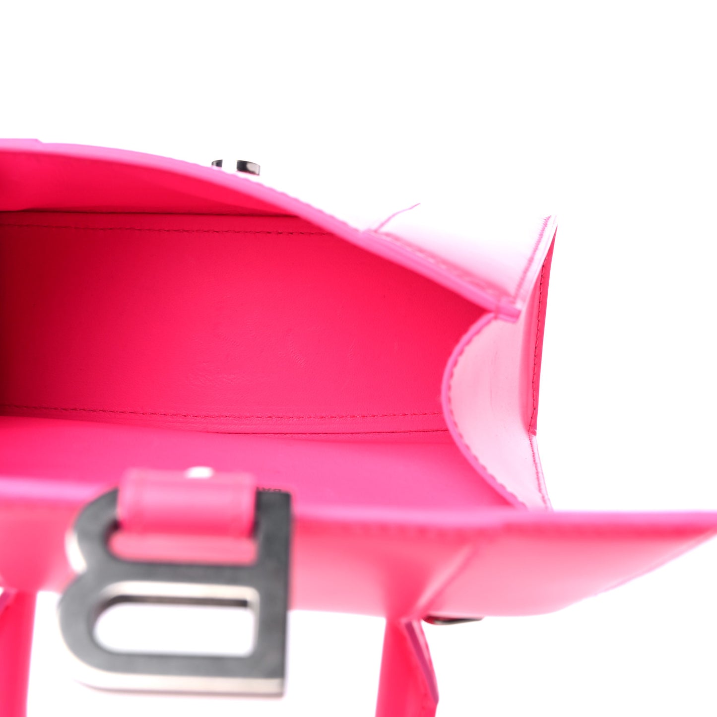 Shiny Box Calfskin Hourglass Top Handle Bag XS Hot Pink