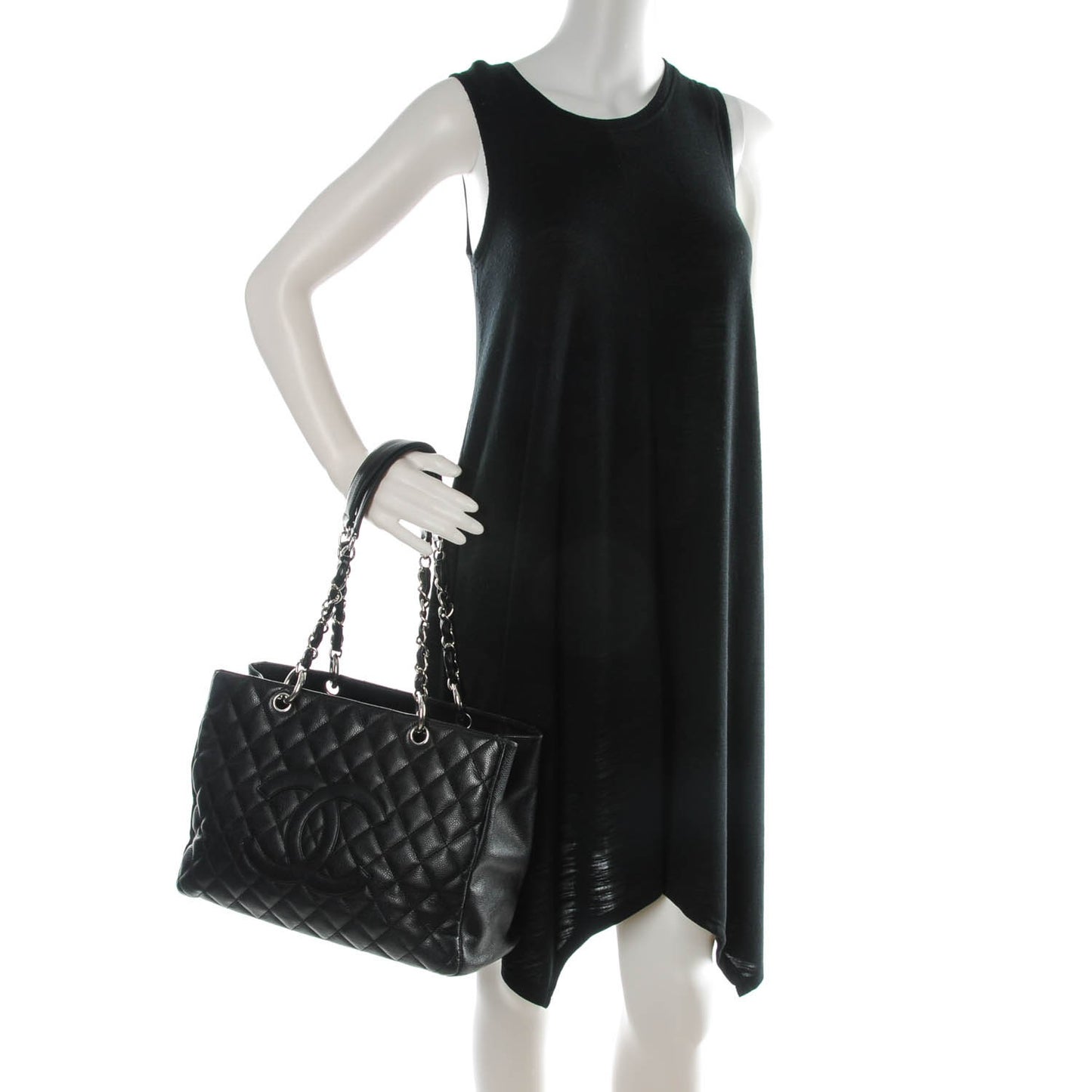 Caviar Quilted Grand Shopping Tote GST Black
