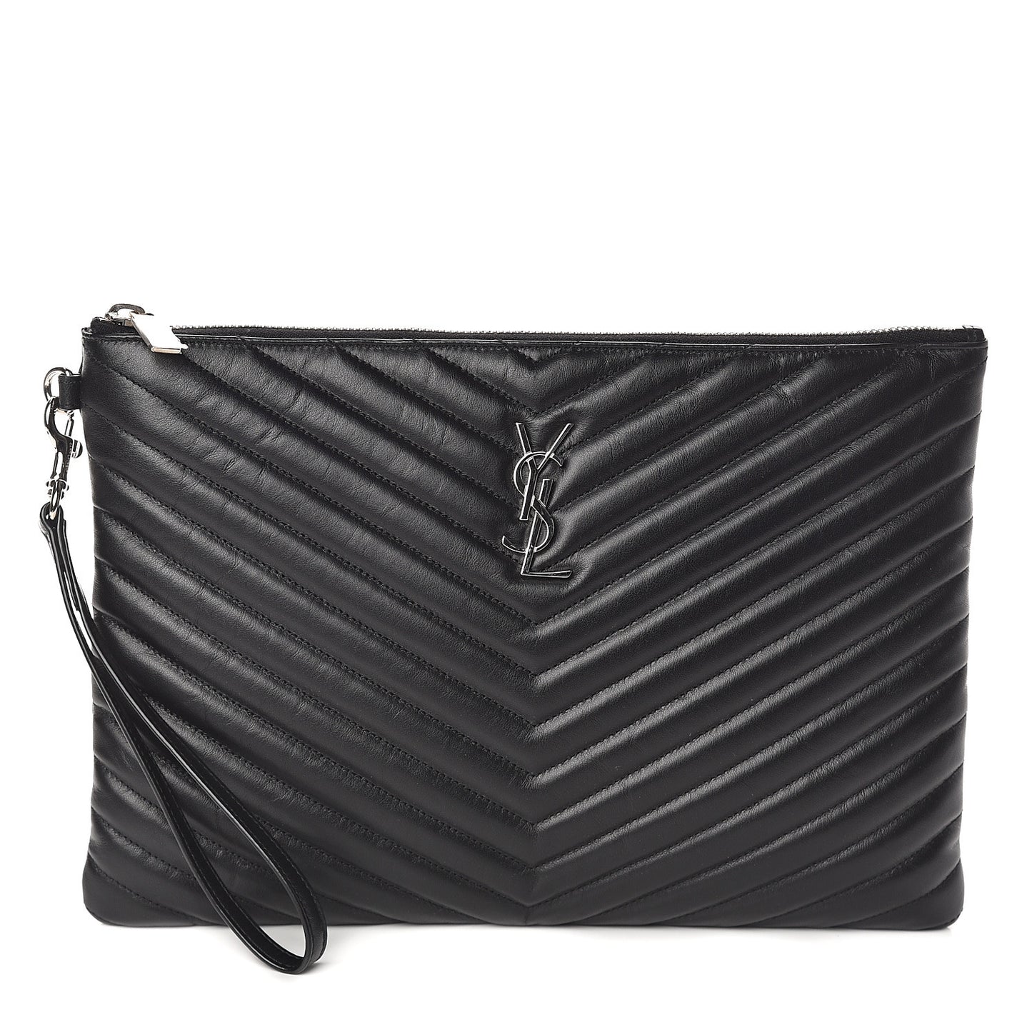 Calfskin Matelasse Monogram Cassandre Tablet Pouch Black