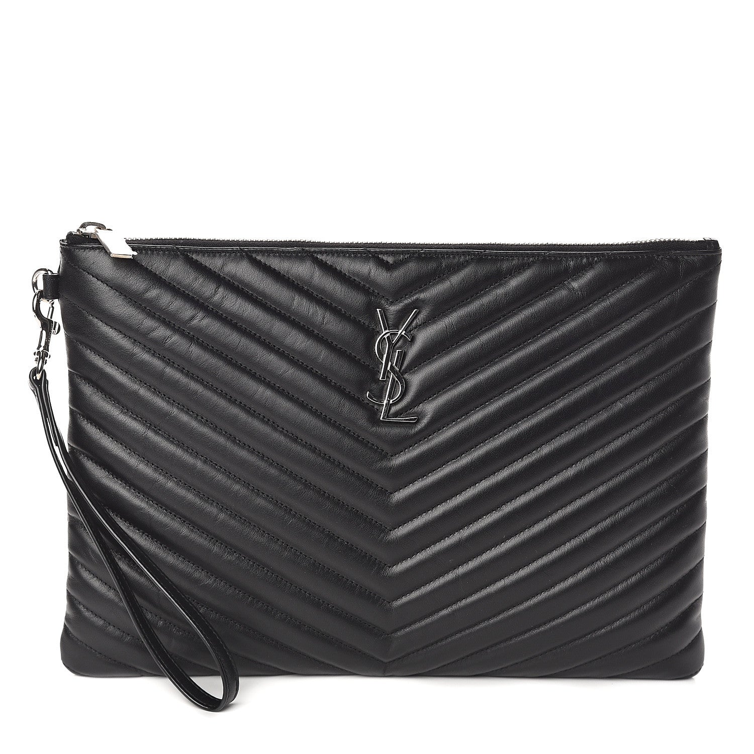 Saint Laurent Calfskin Matelasse Monogram Cassandre Tablet Pouch Black 1 of 6
