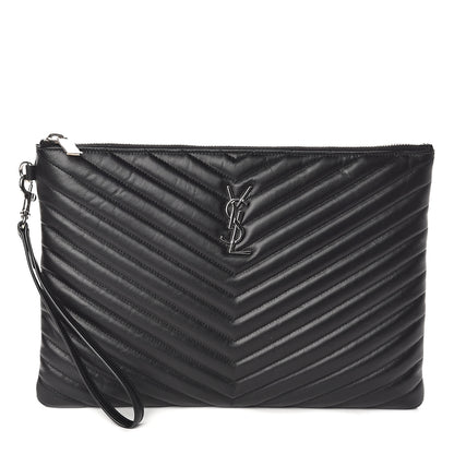 Saint Laurent Calfskin Matelasse Monogram Cassandre Tablet Pouch Black 1 of 6