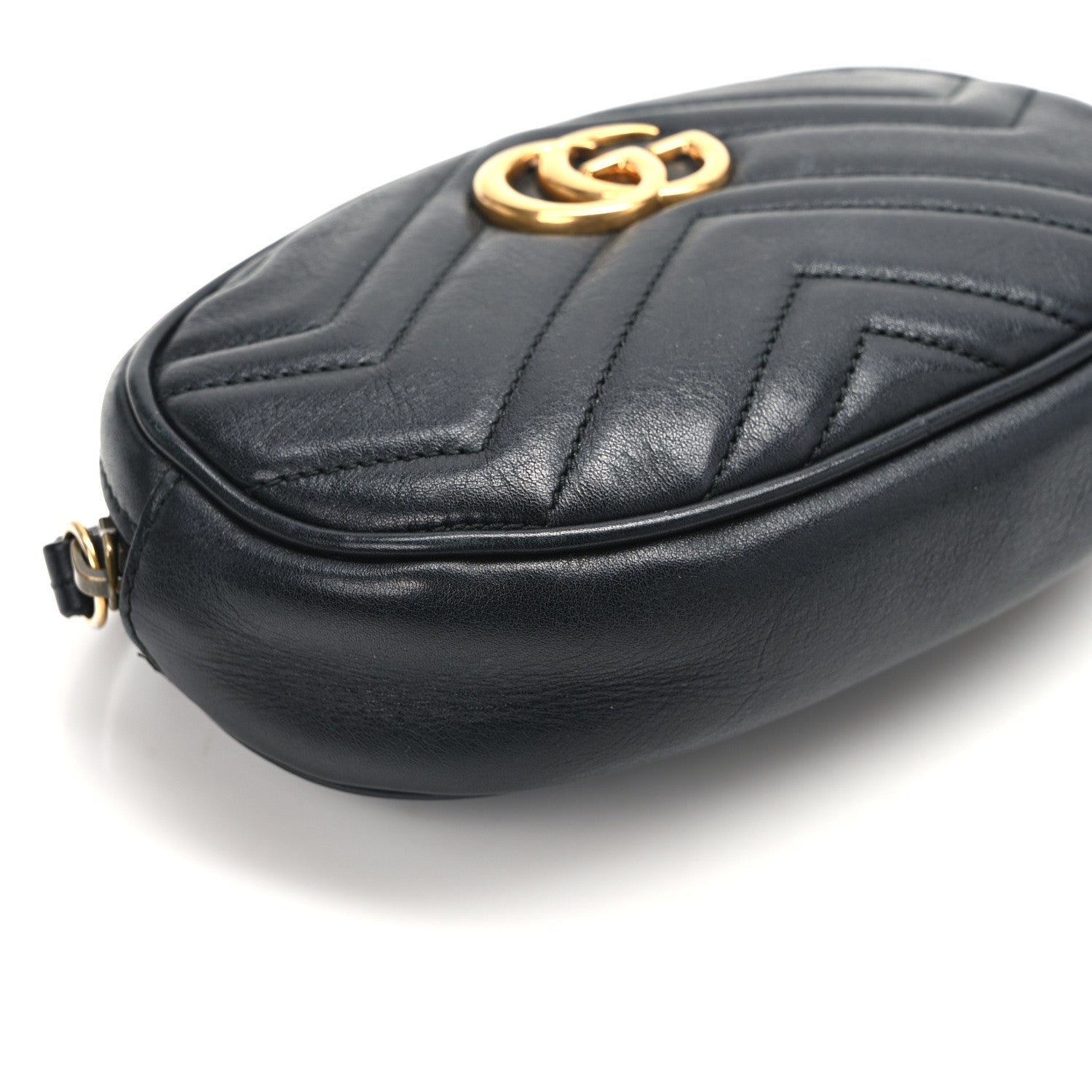 Gucci Calfskin Matelasse GG Marmont Belt Bag 85 34 Black 11 of 13