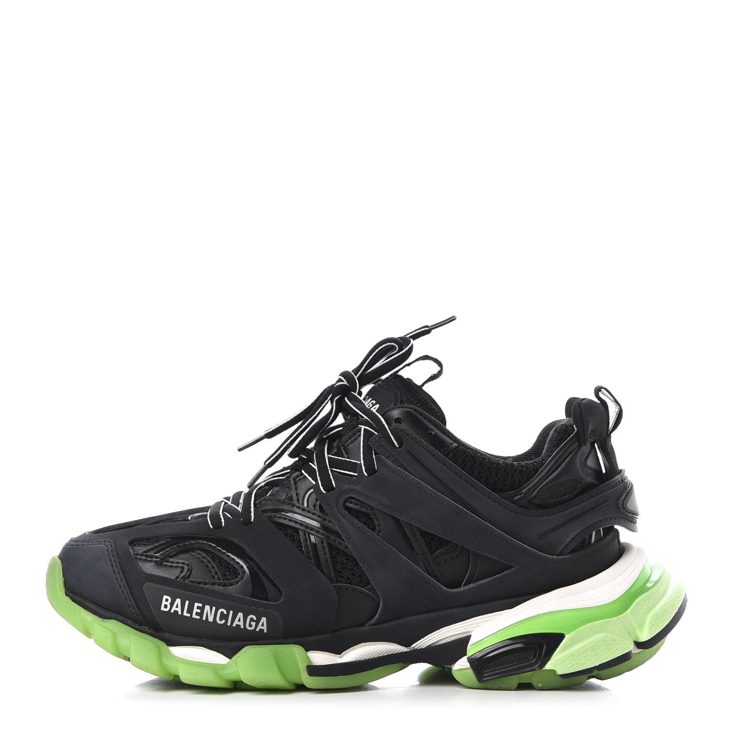 Balenciaga Mesh Nubuck Effect Fabric Glow in the Dark Womens Track Sneakers 38 Black Glow 1 of 11