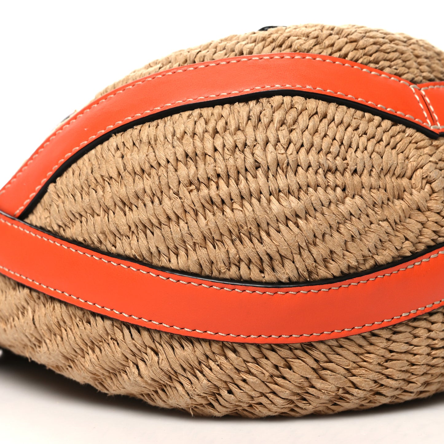 X MIFUKO Raffia Calfskin Basket Shoulder Bag Orange Fizz