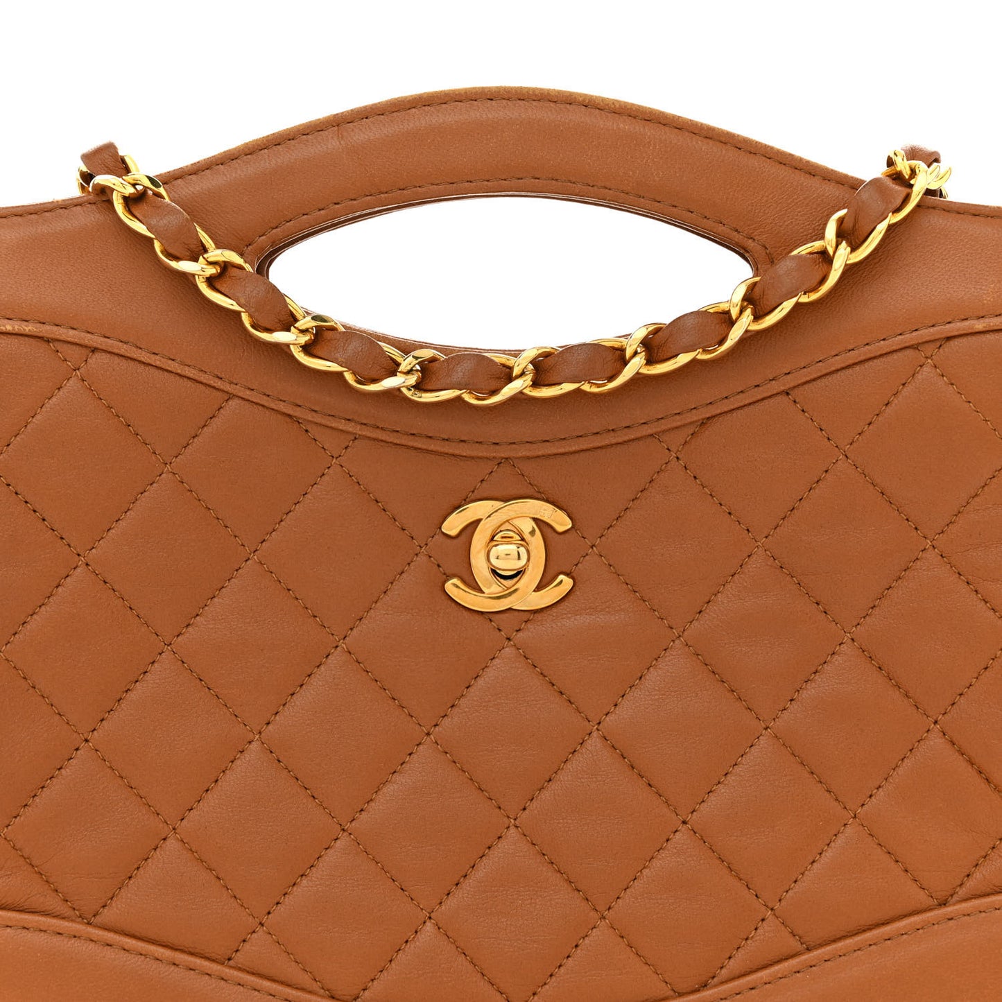 Lambskin Quilted Mini 31 Shopping Bag Brown