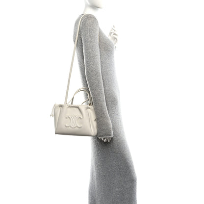 Celine Calfskin Cuir Small Triomphe Cabas Drawstring White 2 of 9