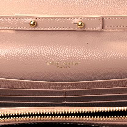Saint Laurent Grain De Poudre Matelasse Chevron Monogram Chain Wallet Pale Pink 6 of 12