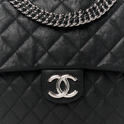 Chanel Washed Lambskin Quilted Maxi Chain Around Flap Black 8 of 11
