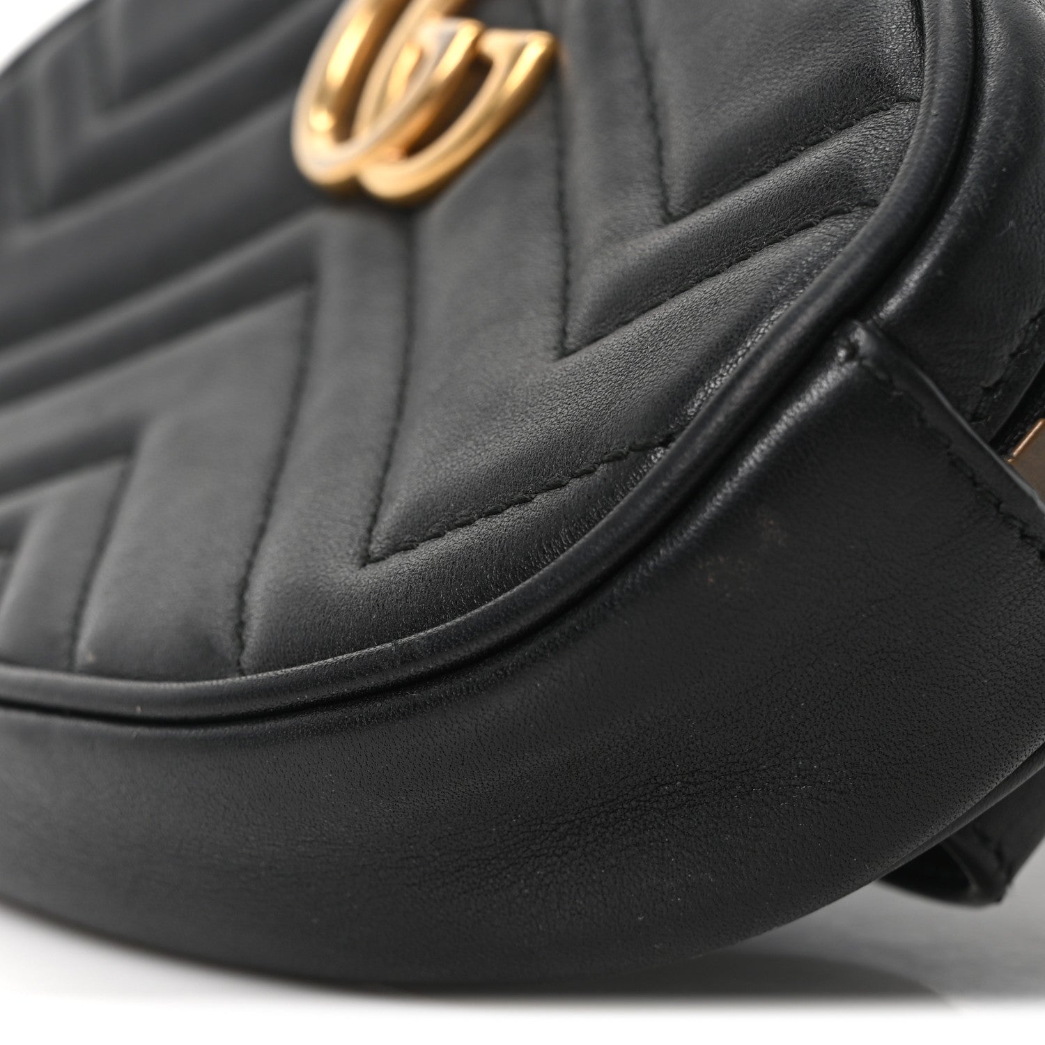 Gucci Calfskin Matelasse GG Marmont Belt Bag 75 30 Black 10 of 10