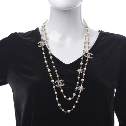 Chanel Crystal Baguette Pearl CC Cross Necklace Gold 2 of 6