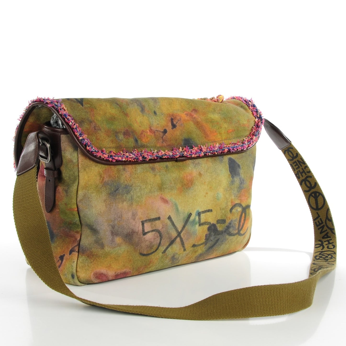 Washed Toile Large Graffiti On The Pavements Messenger Khaki Multicolor