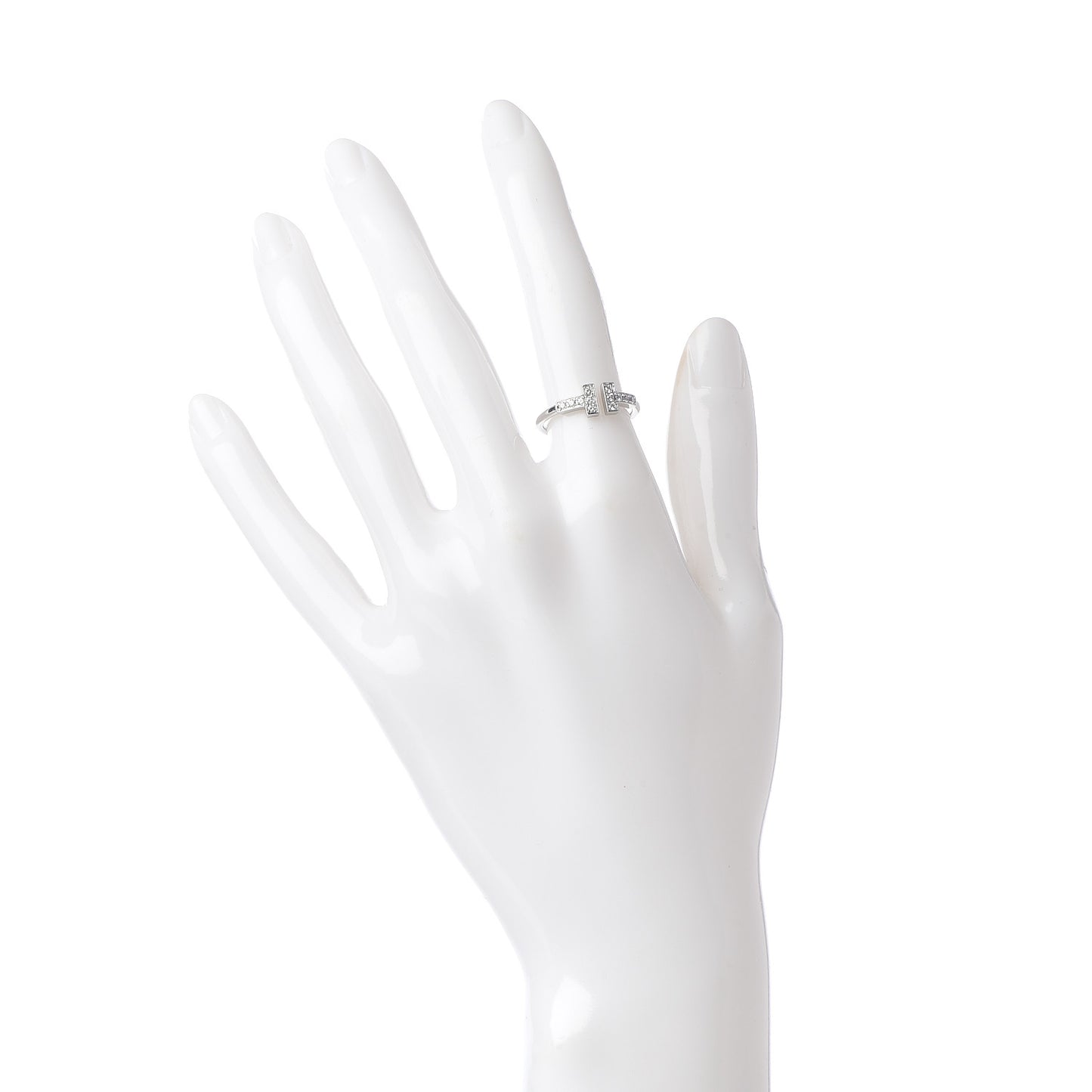 18K White Gold Diamond T Wire Ring 50 5.25