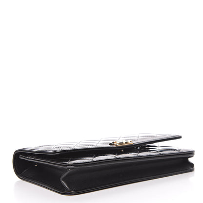 Chanel Glazed Calfskin Quilted Boy Wallet On Chain WOC Black 4 of 12