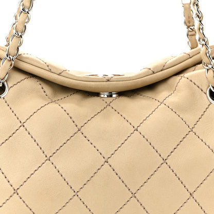Chanel Lambskin Stitched Accordion Tote Beige 8 of 10