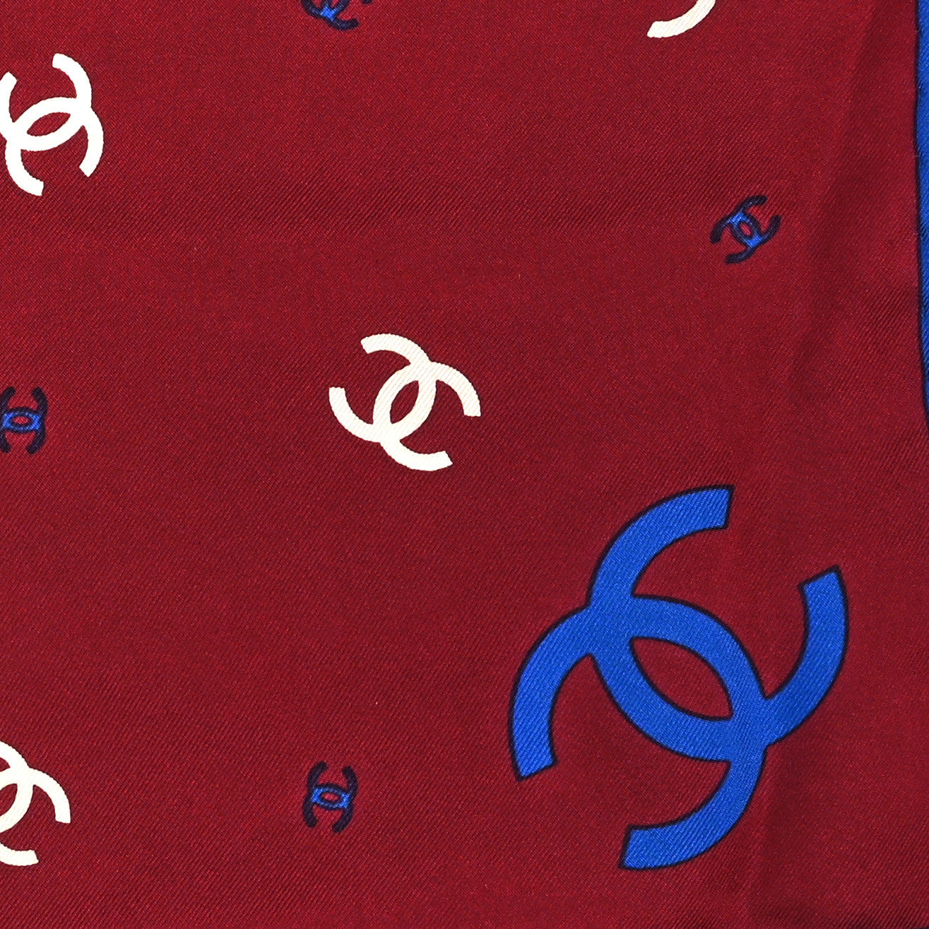 Chanel Silk CC Square Scarf Burgundy Blue 2 of 3