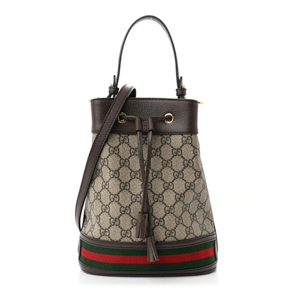Gucci GG Supreme Monogram Web Small Ophidia Bucket Bag Brown 1 of 10