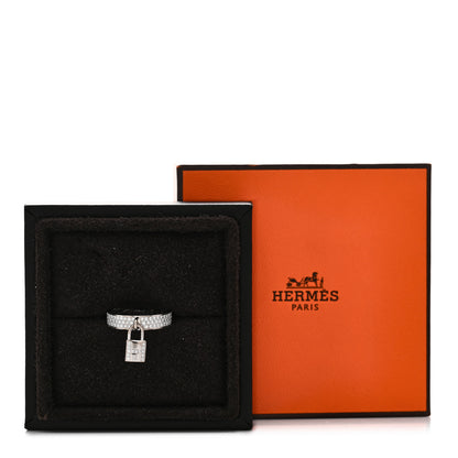 Hermes 18K White Gold Diamond MM Kelly Clochette Ring 51 5.75 8 of 8
