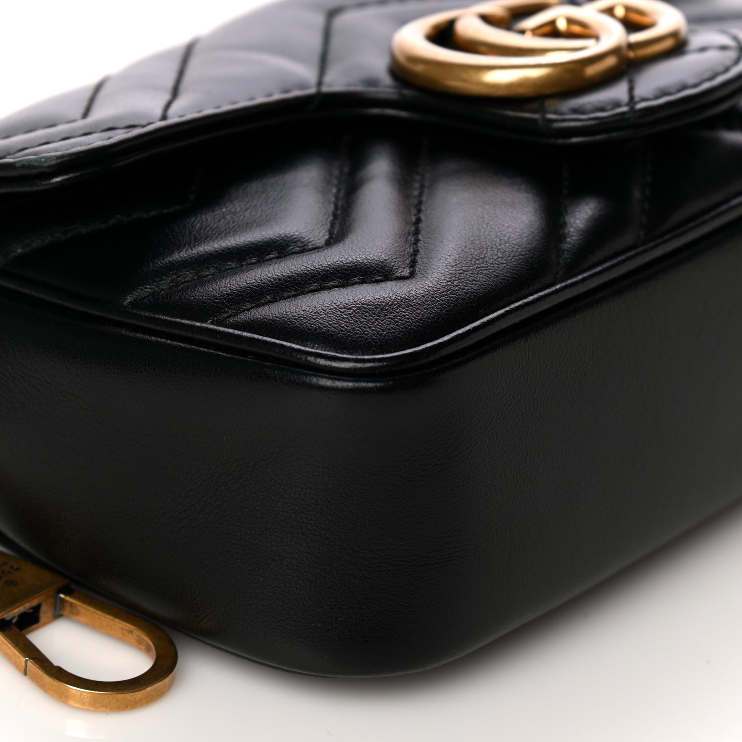 Gucci Calfskin Matelasse Super Mini GG Marmont Shoulder Bag Black 9 of 13