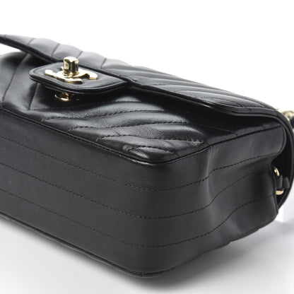 Chanel Lambskin Chevron Quilted Mini Rectangular Flap Black 6 of 10
