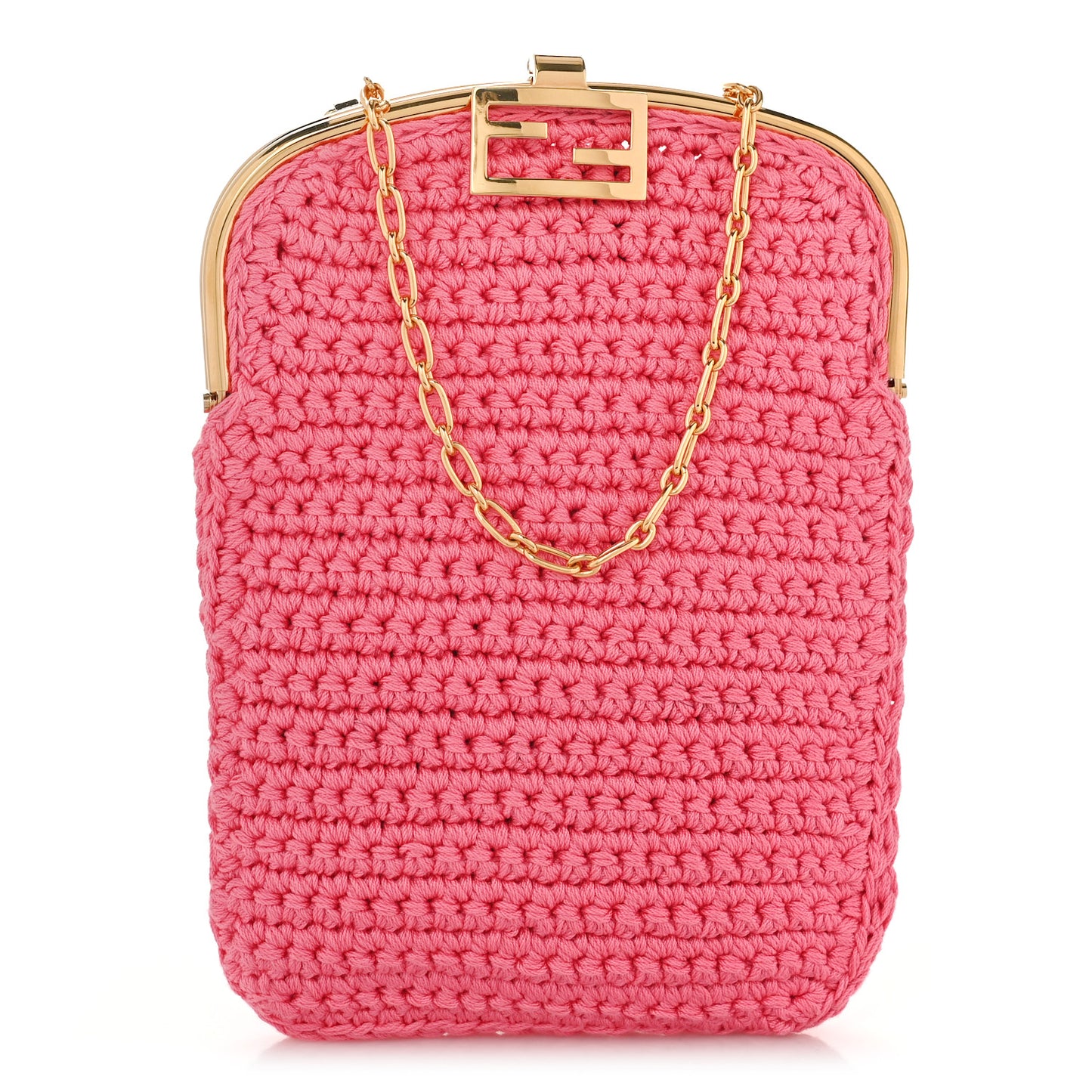 Fabric Crochet Baguette Phone Bag Rosa