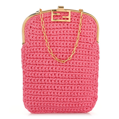 Fendi Fabric Crochet Baguette Phone Bag Rosa 1 of 8