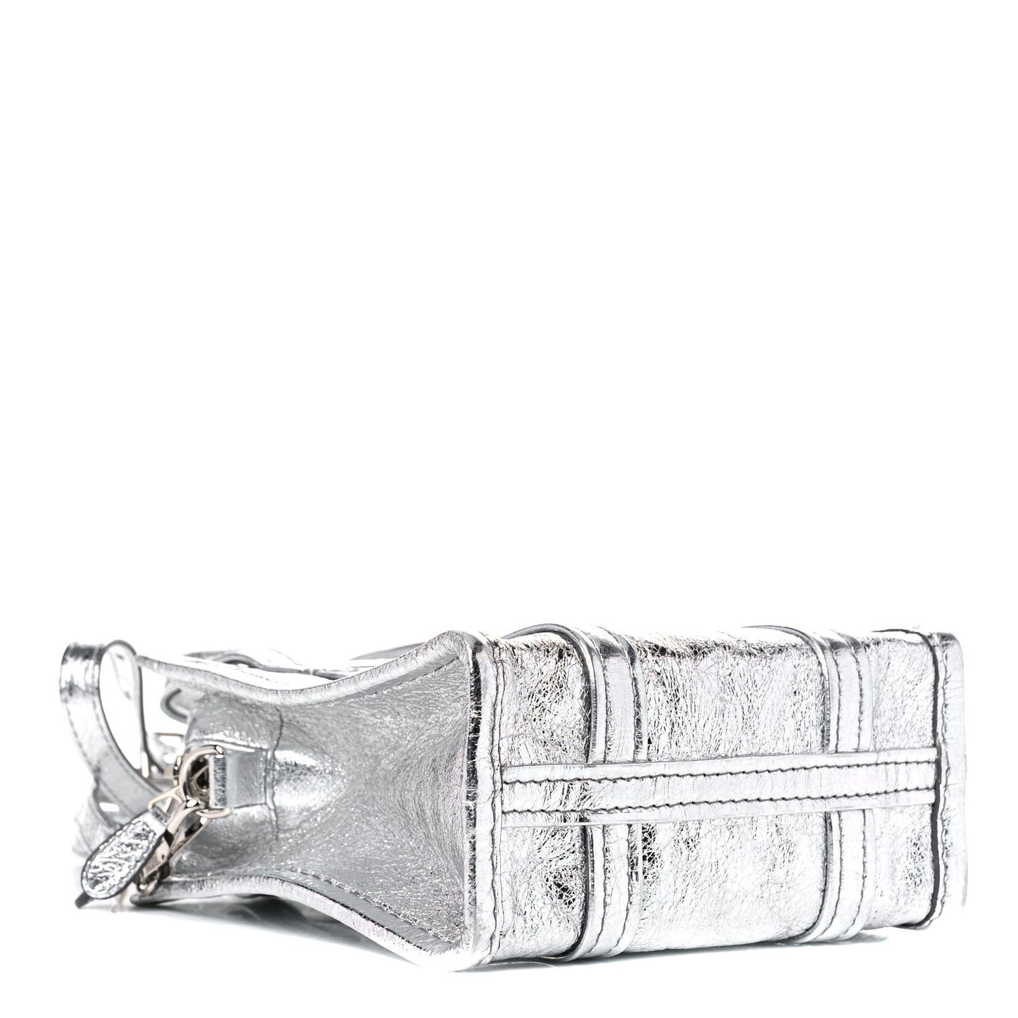 Metallic Calfskin XXS Bazar Shopper Tote Silver Hardware