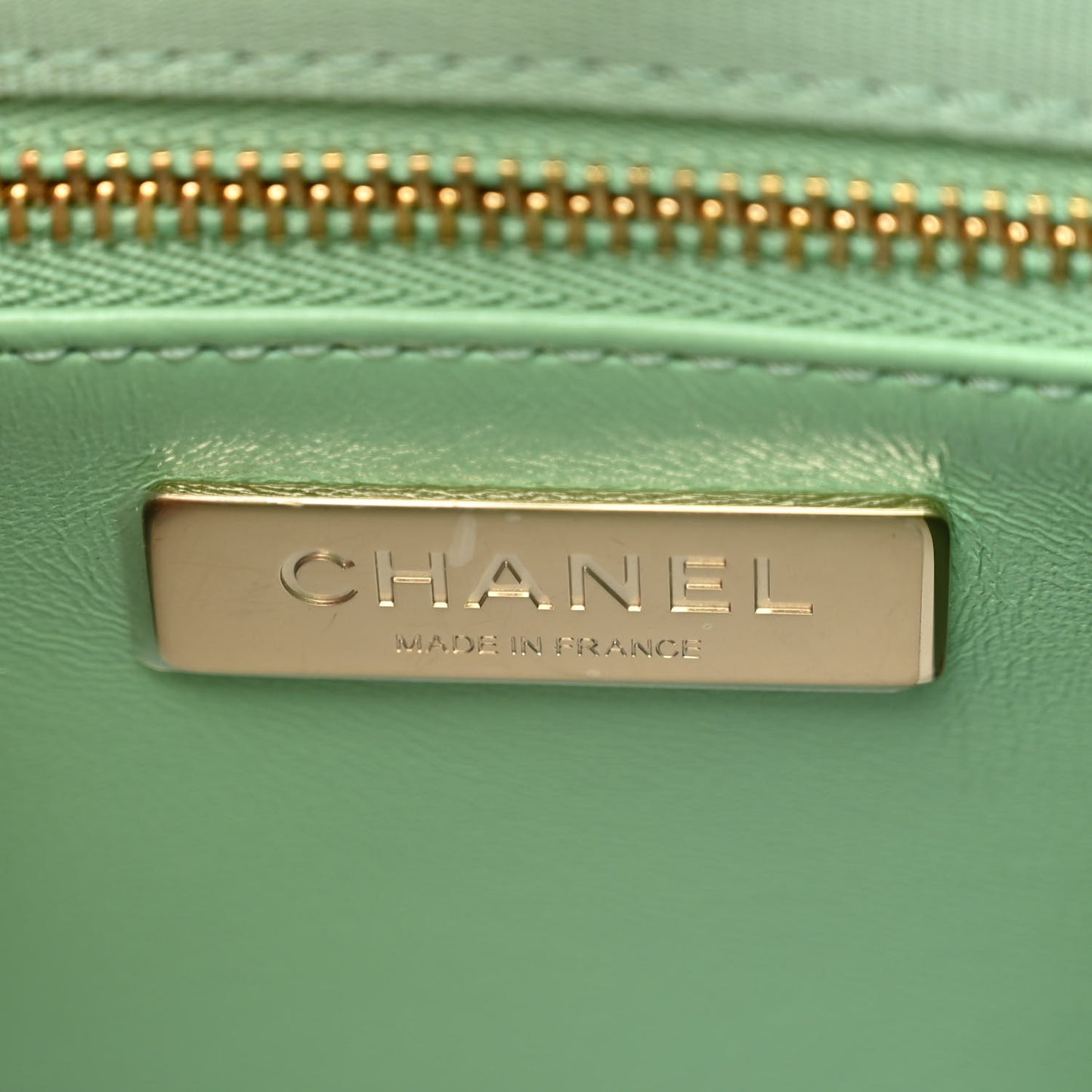 Shiny Lambskin Quilted Small 31 Shopping Bag Light Green