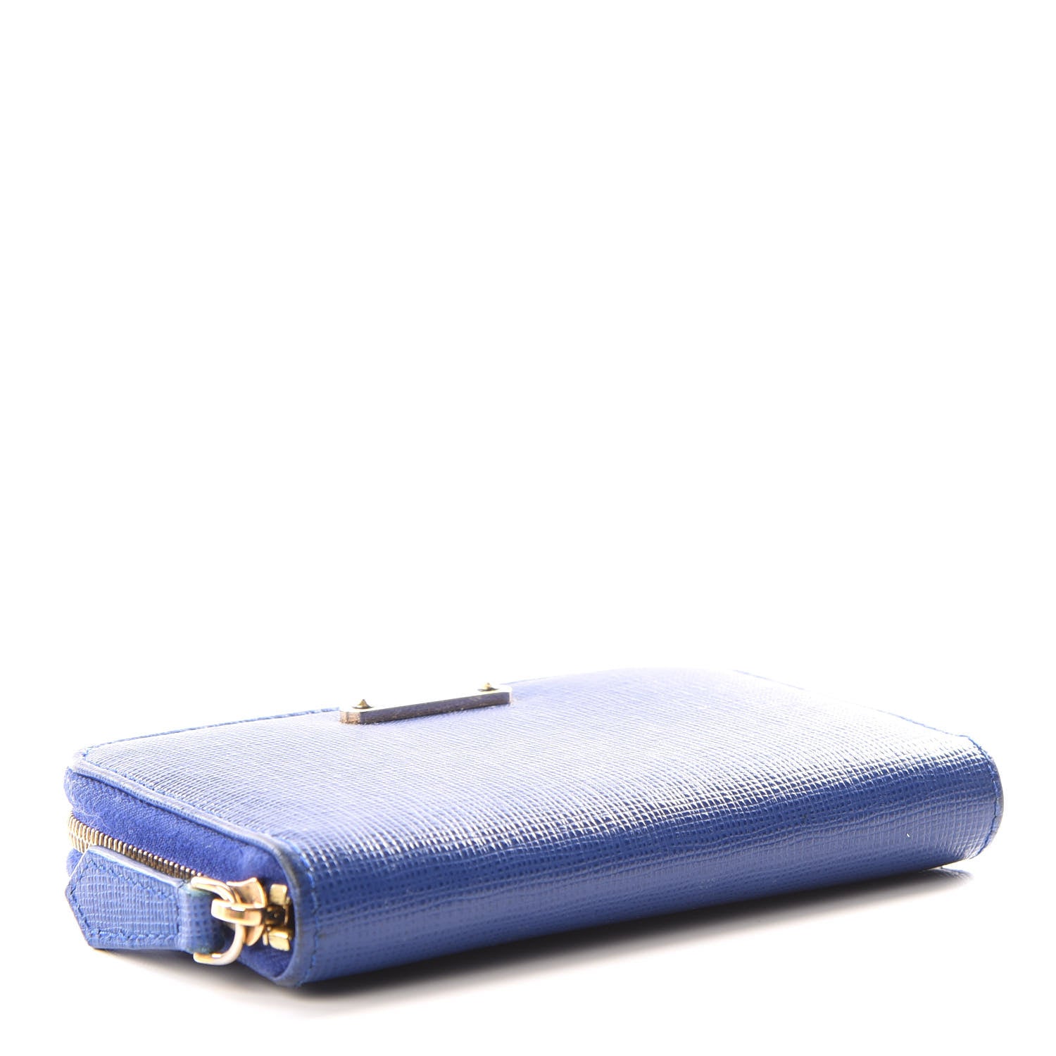 Fendi Vitello Elite Bi-Color Mini Zip Around Wallet Blue Neon Plaster 3 of 13