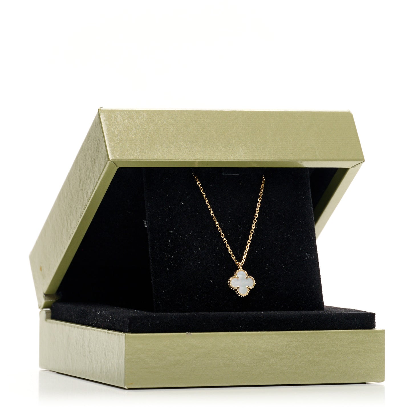 18K Yellow Gold Mother of Pearl Sweet Alhambra Pendant Necklace